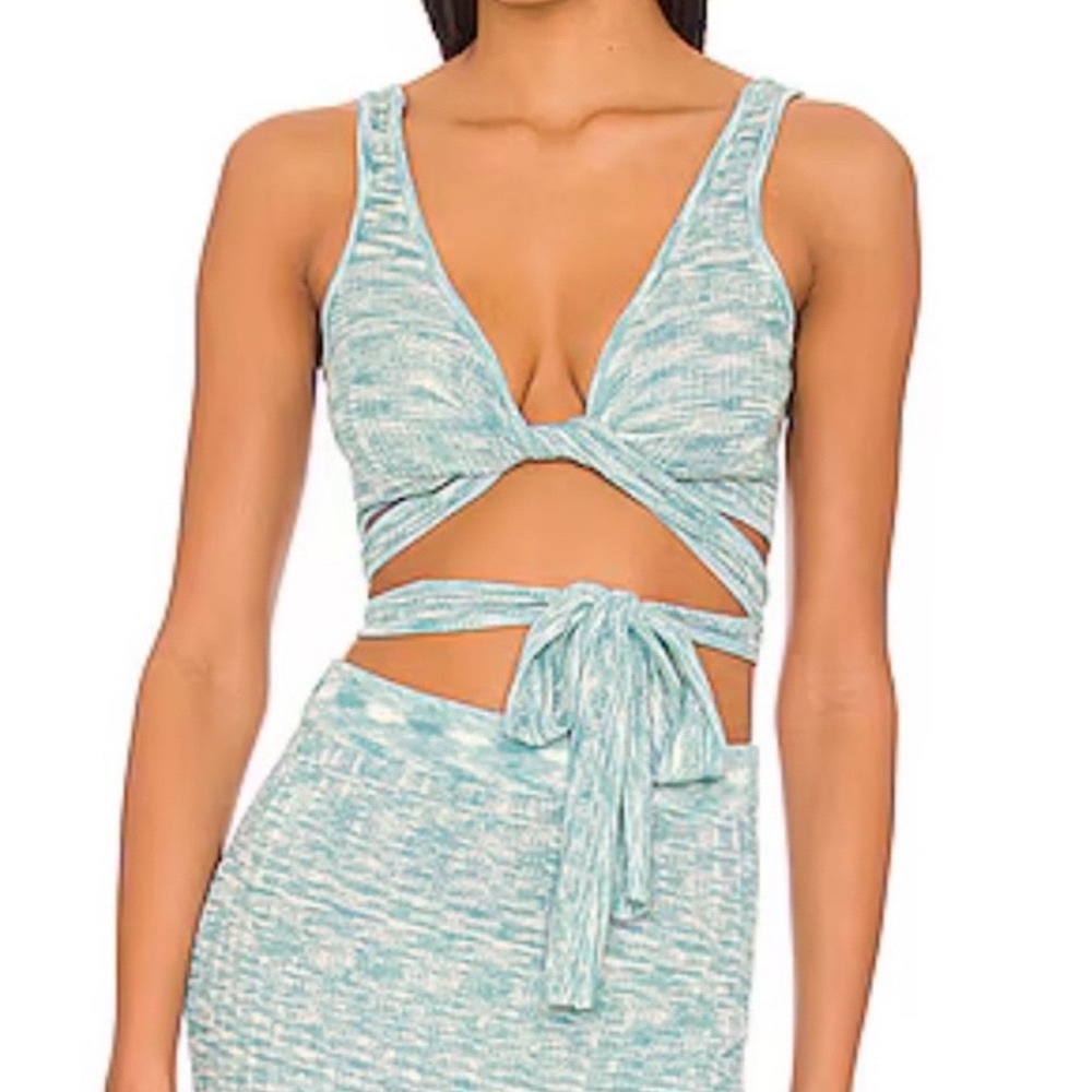 NEW L*SPACE SOLD OUT Zephyr Wrap Top in Poolside (Blue) Size Medium NWT - Picture 6 of 8